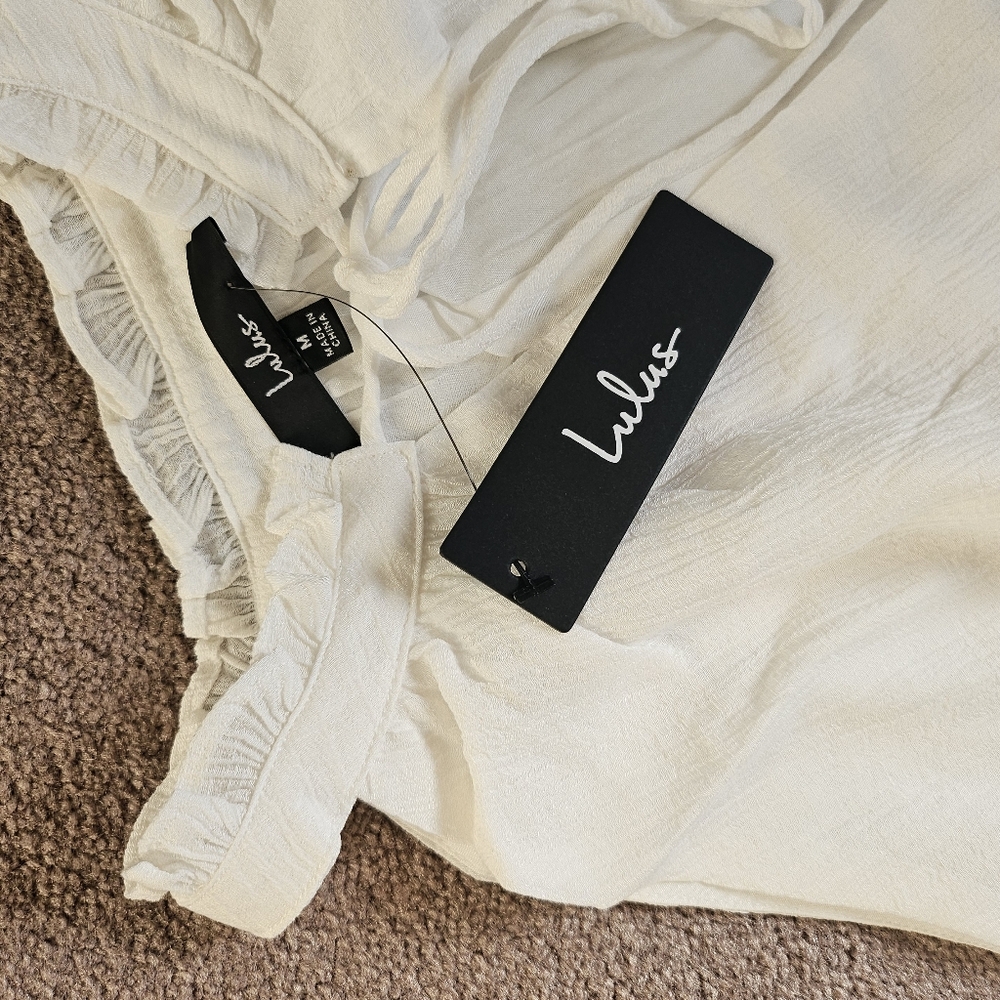 Lulu's Delightfully Poised White Sleeveless Tie-Neck Tank Top, M - Picture 9 of 12